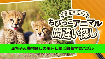 脳を鍛える！ちびっこアニマル間違い探しー赤ちゃん動物癒しの脳トレ脳活教養学習パズルー