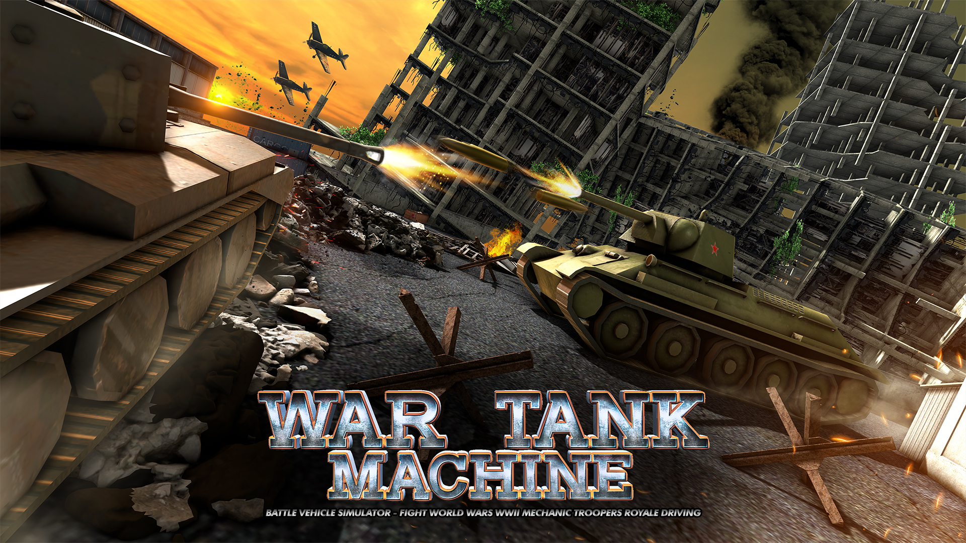 War Tank Machine Battle Vehicle Simulator - Fight World Wars WWII Mechanic Troopers Royale Driving