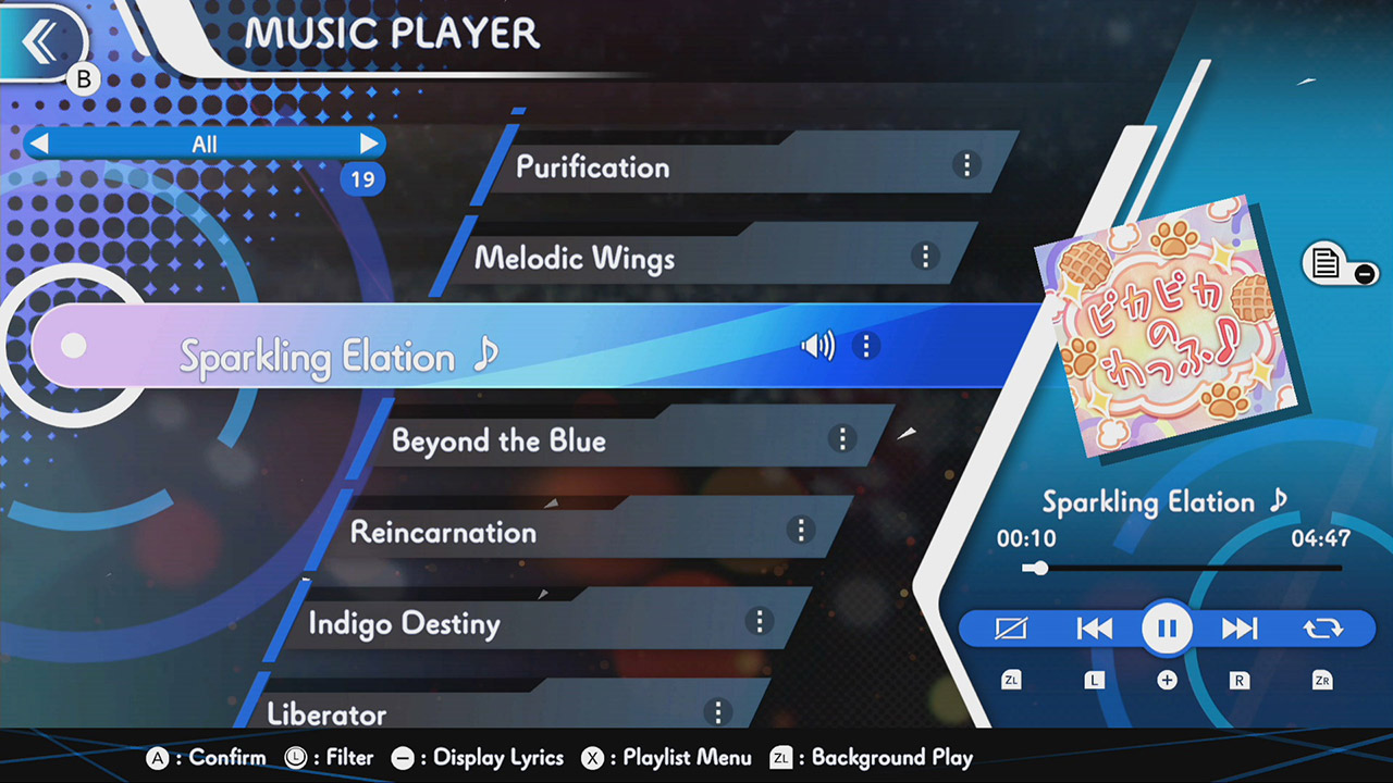 GUNVOLT RECORDS Cychronicle Song Pack 7 Lola: ♪Kindled Spirits ♪Inner Alarm ♪Wordplay Magic ♪Sparkling Elation ♪
