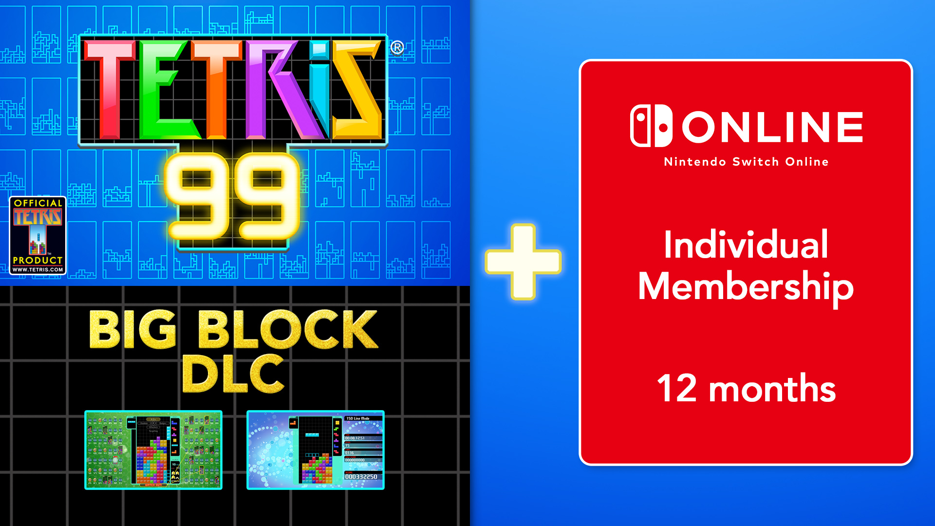 TETRIS® 99 + Big Block DLC + Nintendo Switch Online Individual Membership  (12 months - 365 days)/Bundle/Nintendo Switch/Nintendo