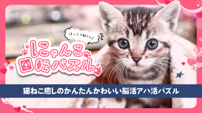 ほっこり脳トレ にゃんこ回転パズルー猫ねこ癒しのかんたんかわいい脳活アハ活パズルー