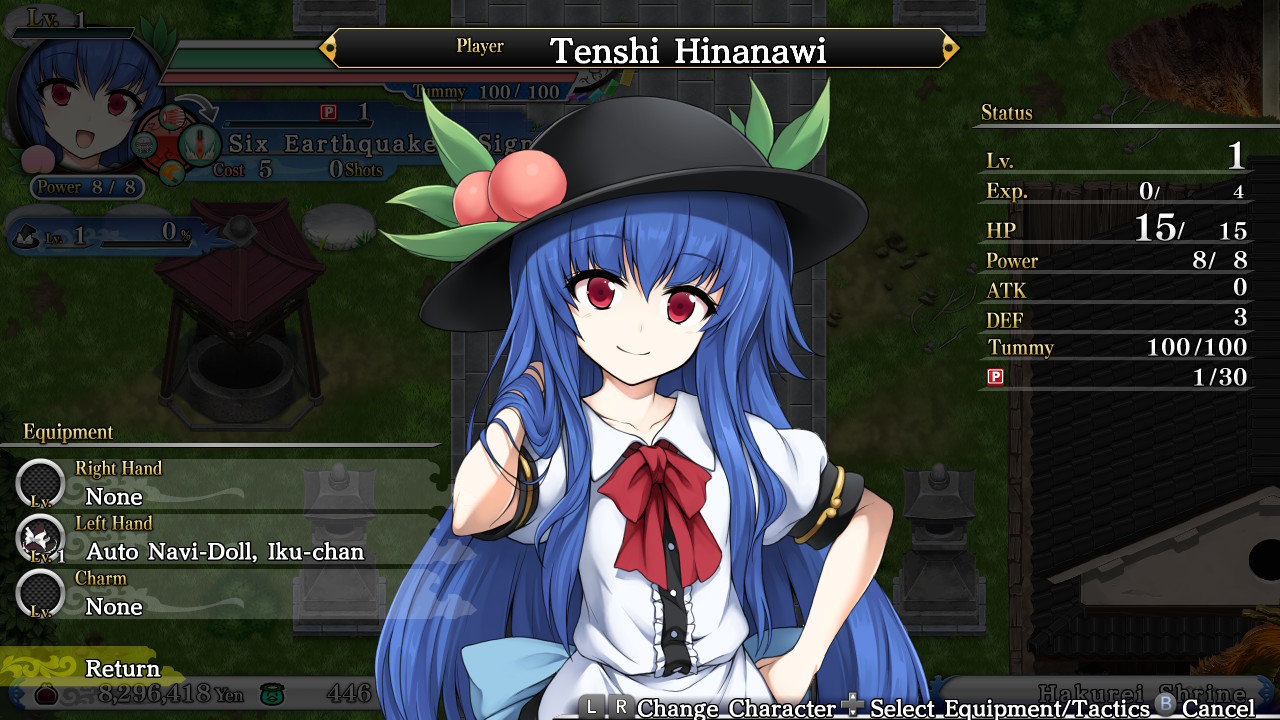 Playable Character - Tenshi Hinanawi & Equipment