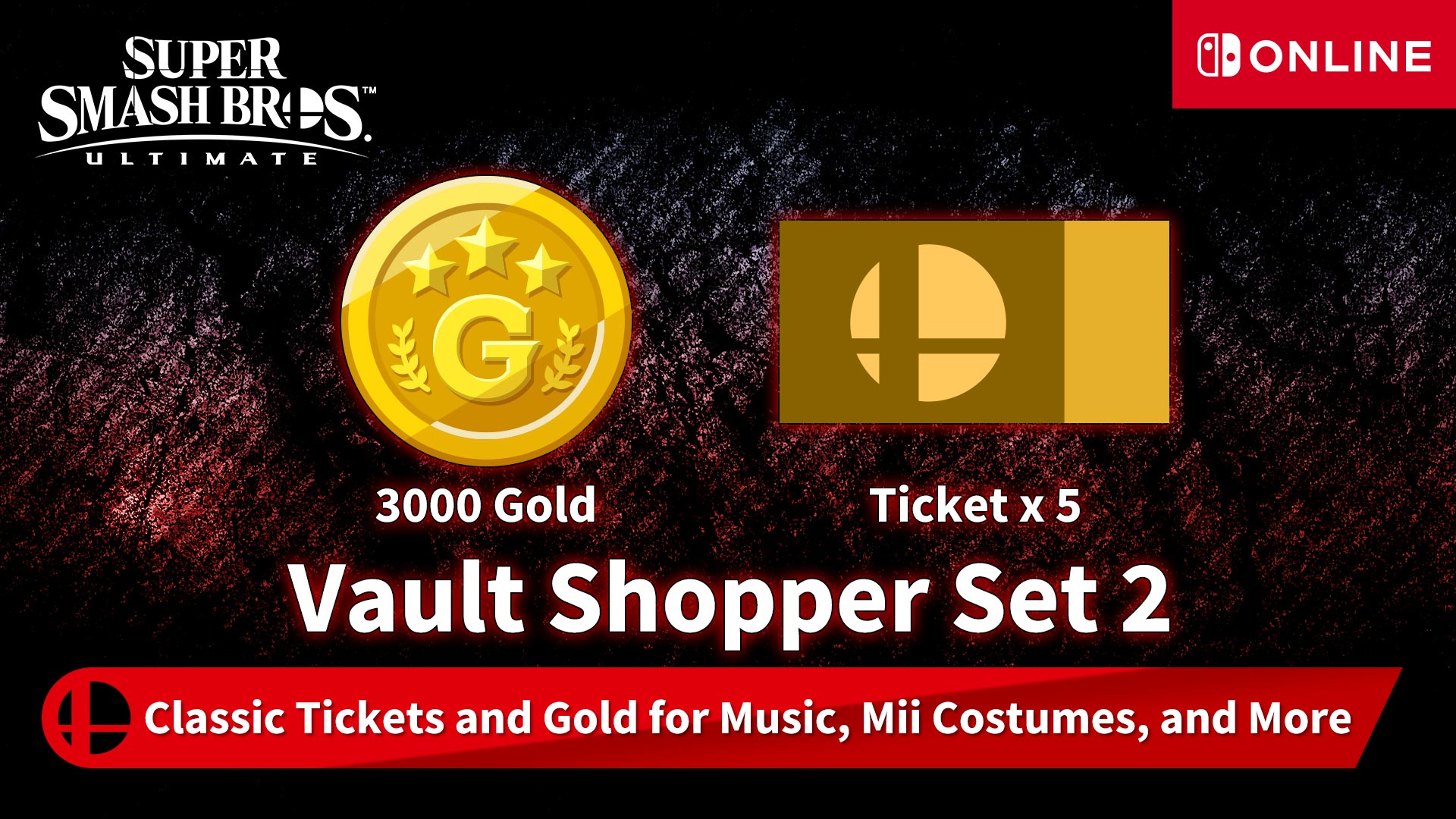 Vault Shopper Set 2 -Classic Tickets and Gold for Music, Mii Costumes, and More-