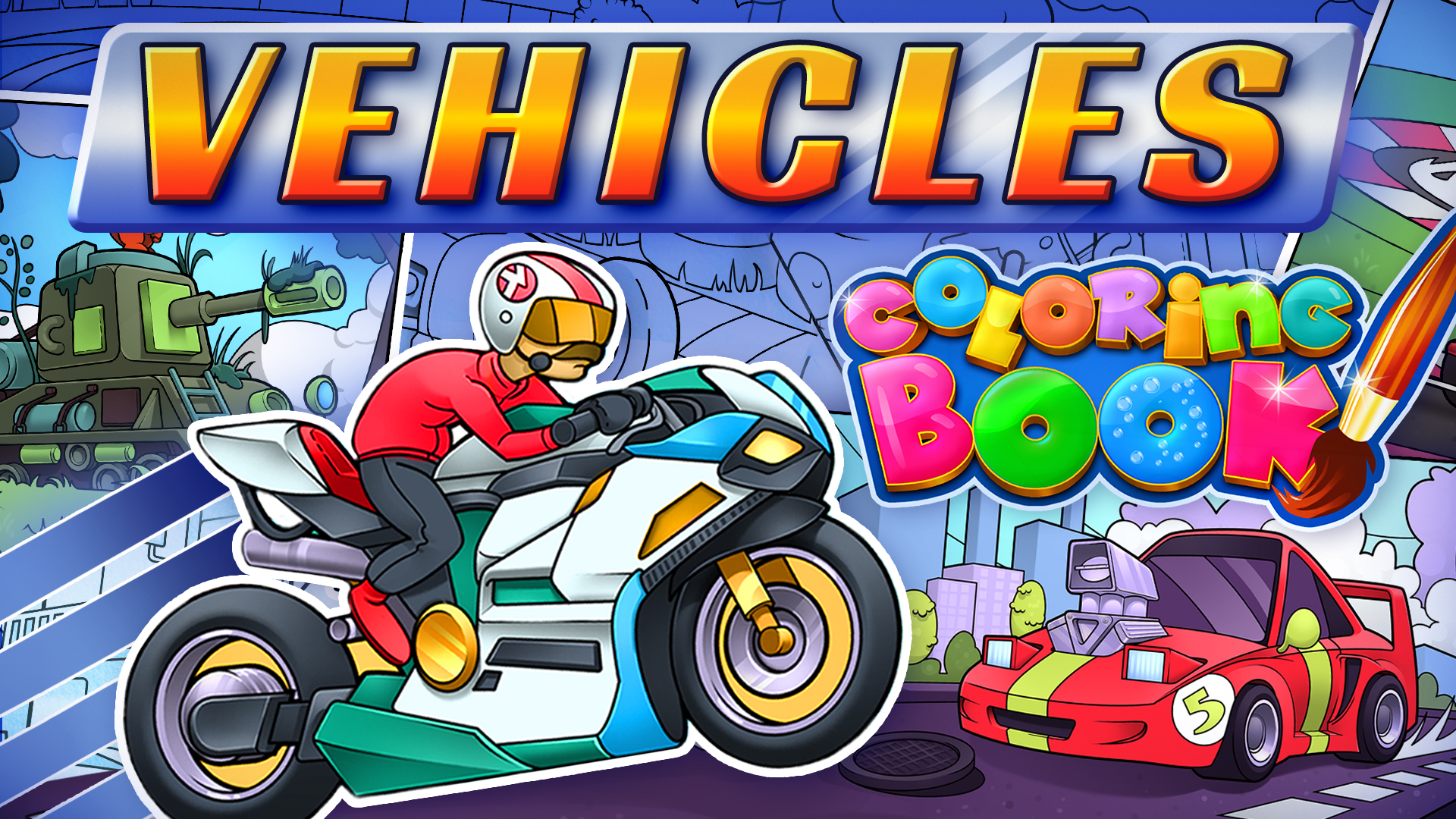 Coloring Book: Vehicles