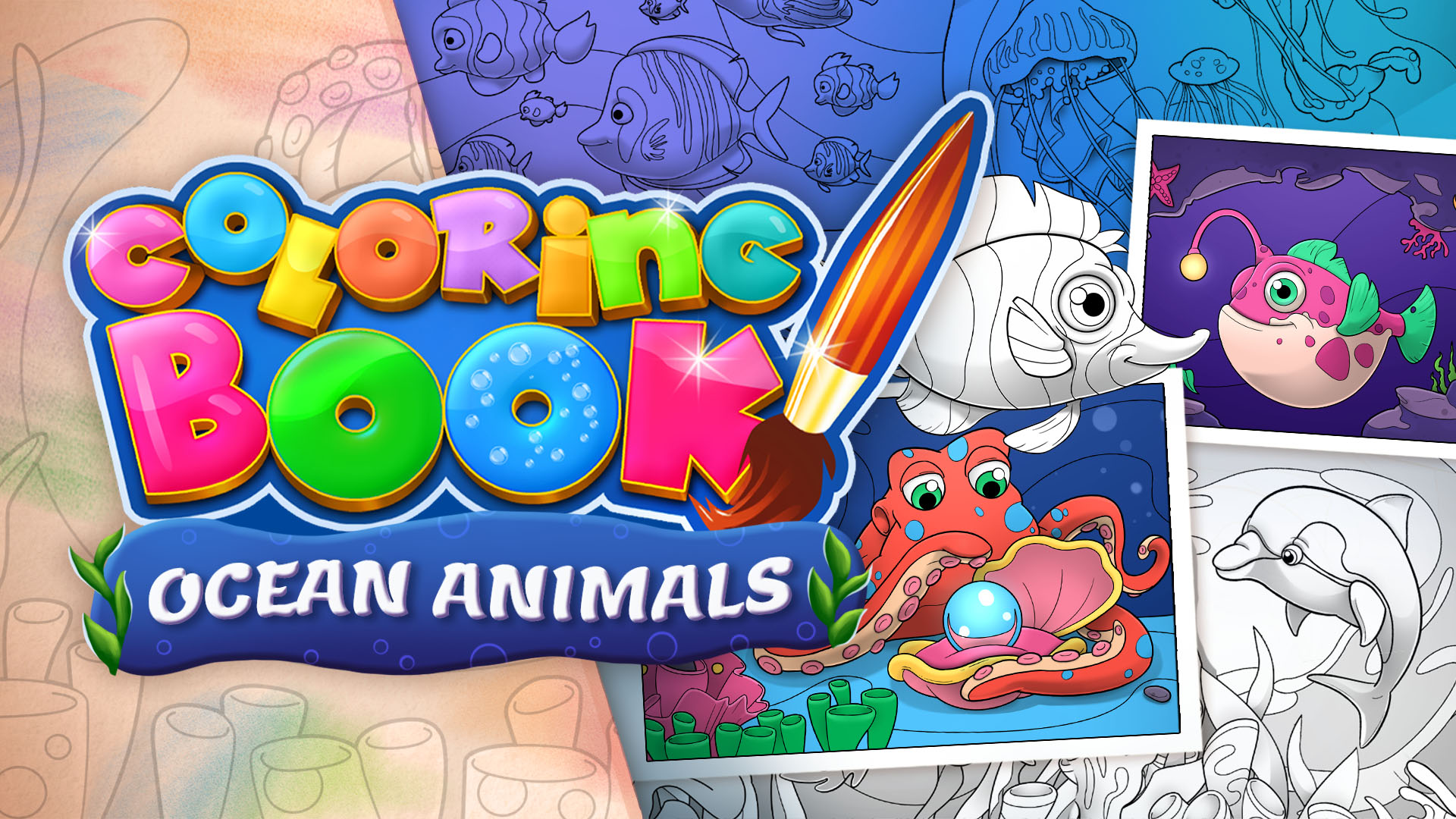 Coloring Book: Ocean Animals